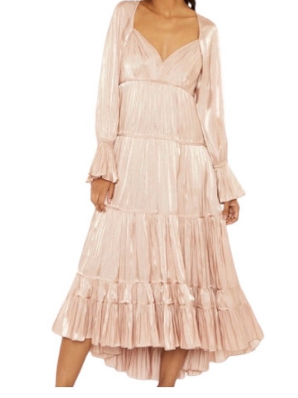Cinq a Sept Blush Pink Pleated Tiered Maxi Dress - 6